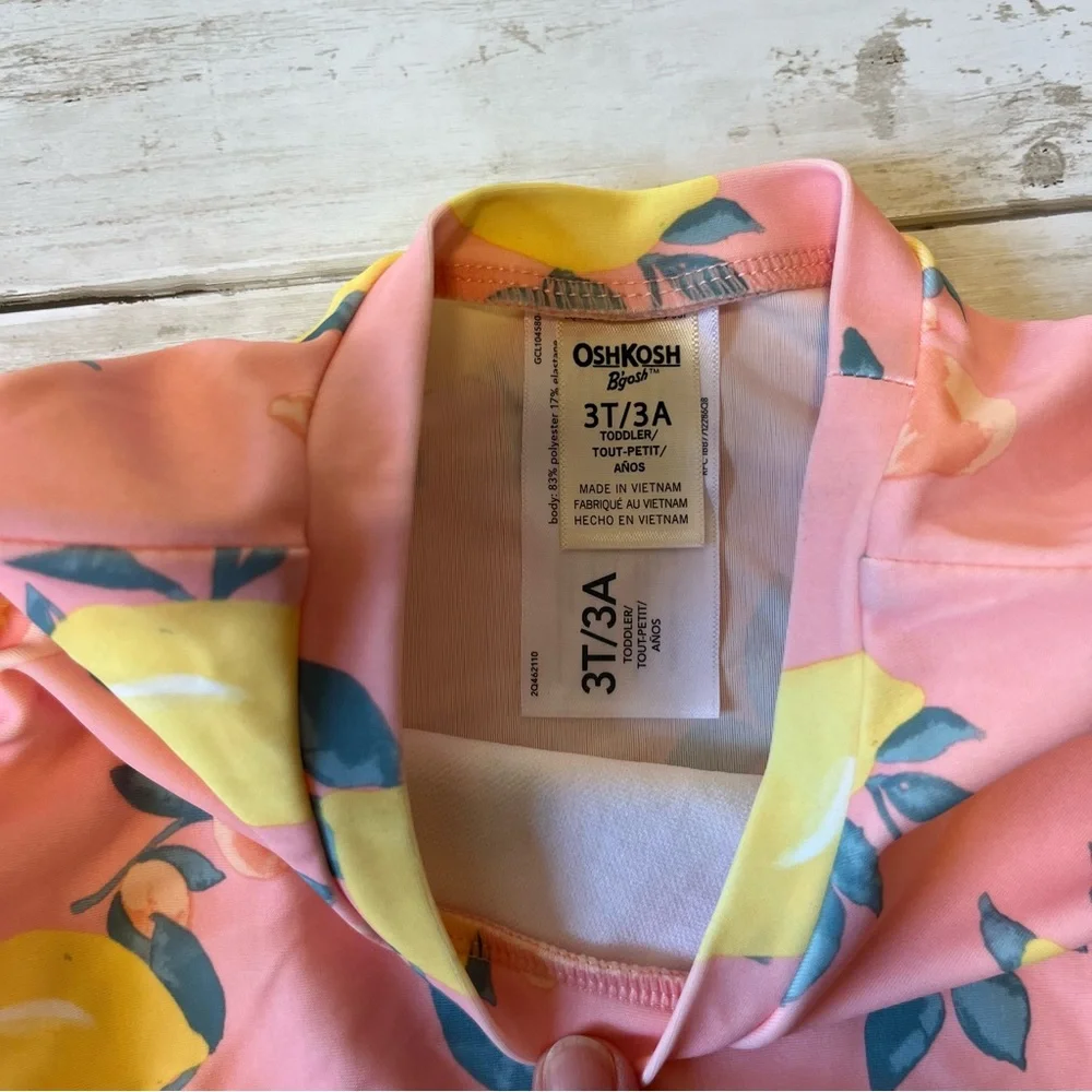 OshKosh B'gosh Coral Pink Long Sleeve Lemon Ruffle Top